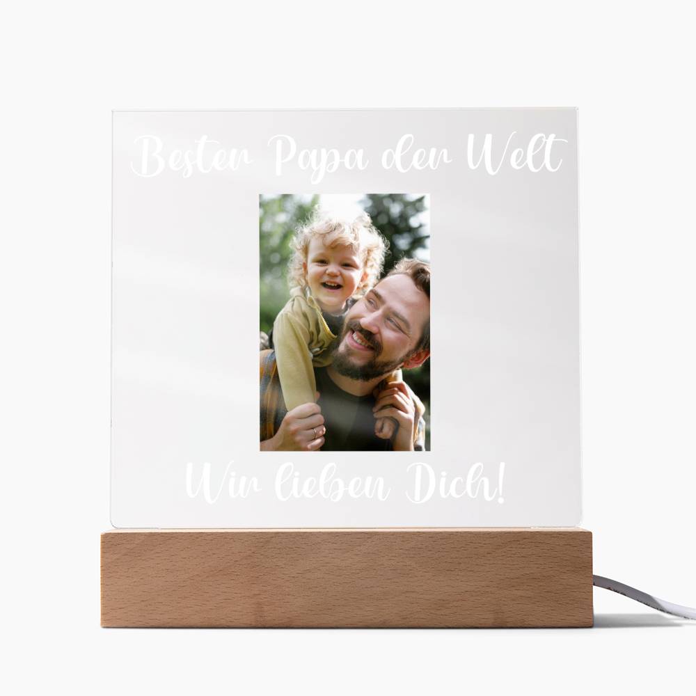 Personalisiertes Foto Bild LED Holz Stand Licht Lampe - Acrylic Square Plaque