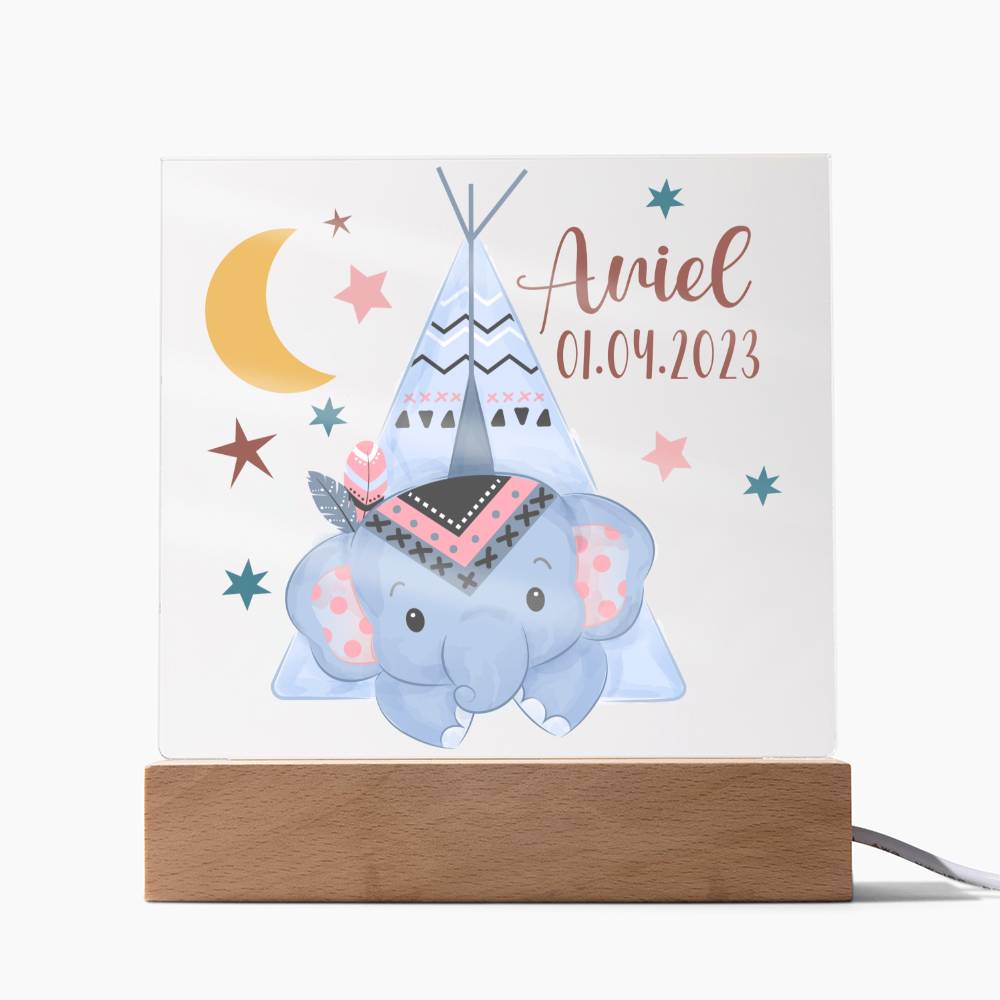 Nachtlicht Personalisiert Mit Namen und Datum - Acrylic Square Plaque
