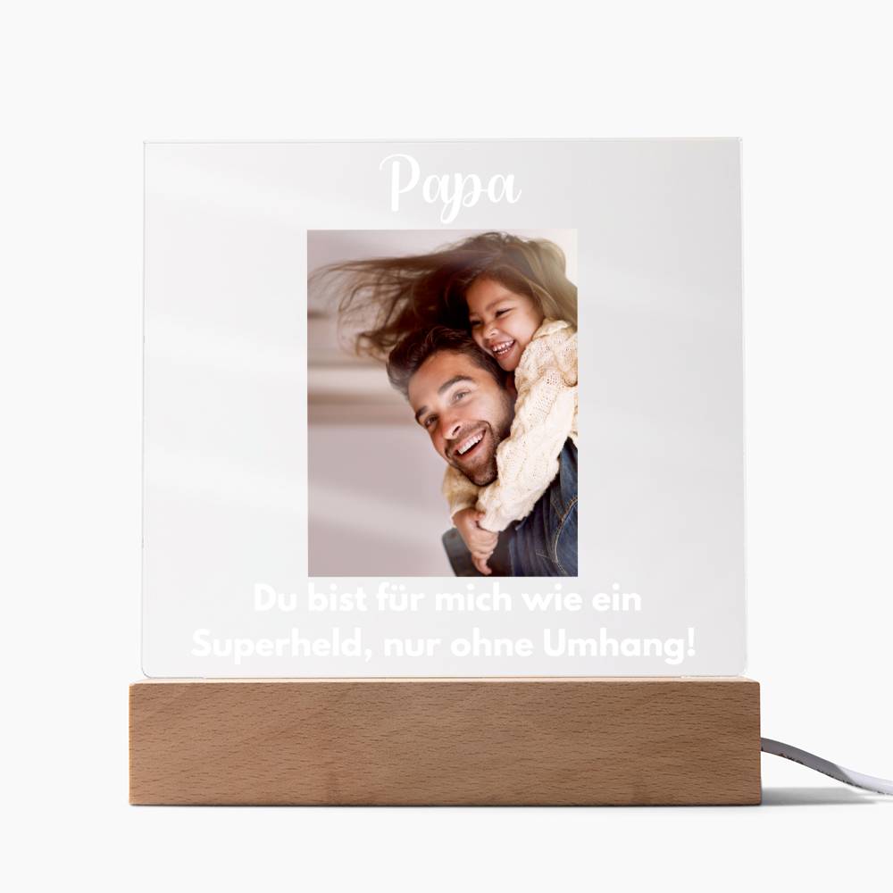 Personalisiertes Foto Bild LED Holz Stand Licht Lampe - Acrylic Square Plaque