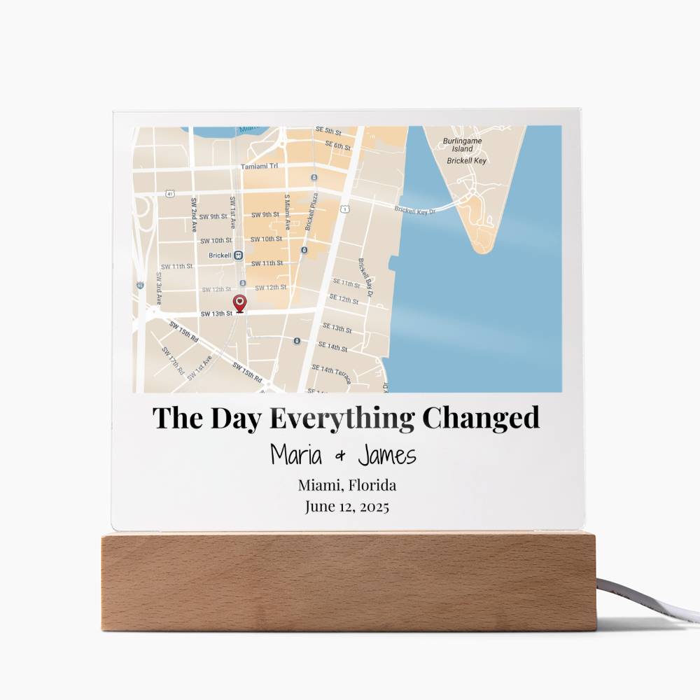 Personalized Where We Met Map Acrylic Plaque Miami Florida 3