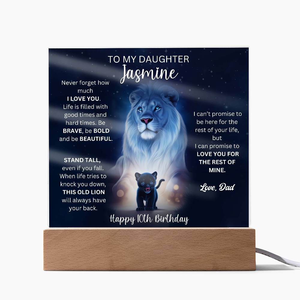 10th Birthday Gift To Daughter From Dad - Acrylic Square Plaque