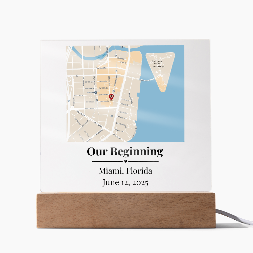 Personalized Where We Met Map Acrylic Plaque Miami Florida 1