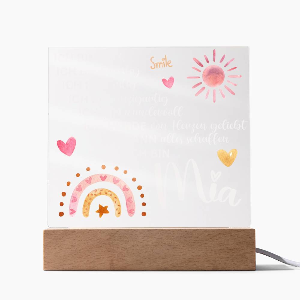 Personalisiertes Acryl LED Licht Mit Namen - Acrylic Square Plaque