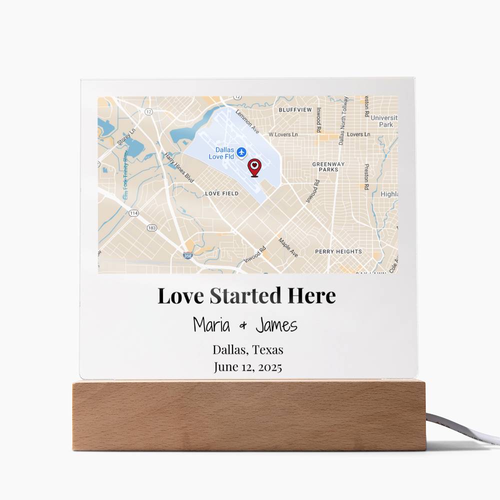 Personalized Where Love Started Map Acrylic Plaque Dallas Texas 2