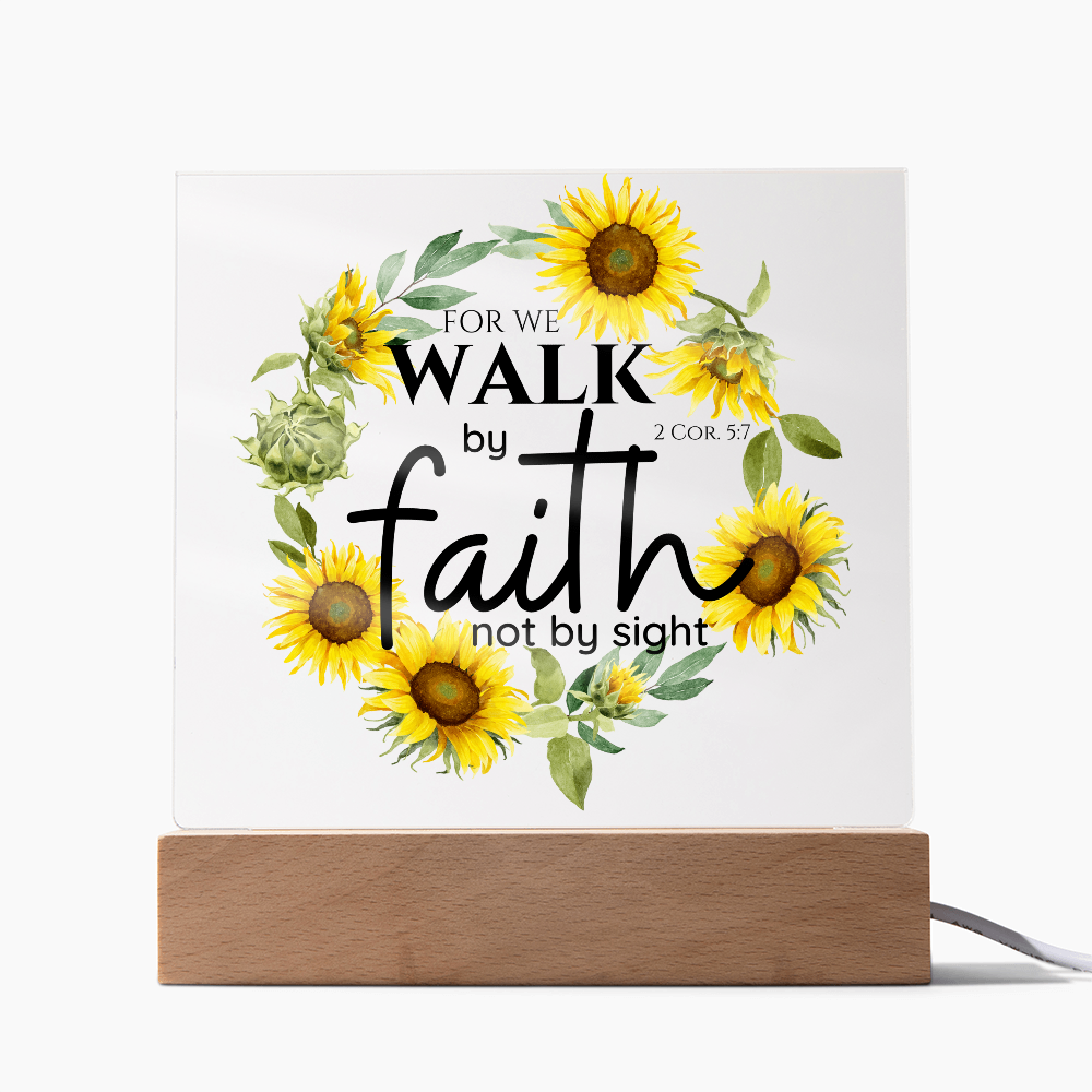 Bible Verse Art - 2 Cor 5:7 - Square Acrylic Plaque