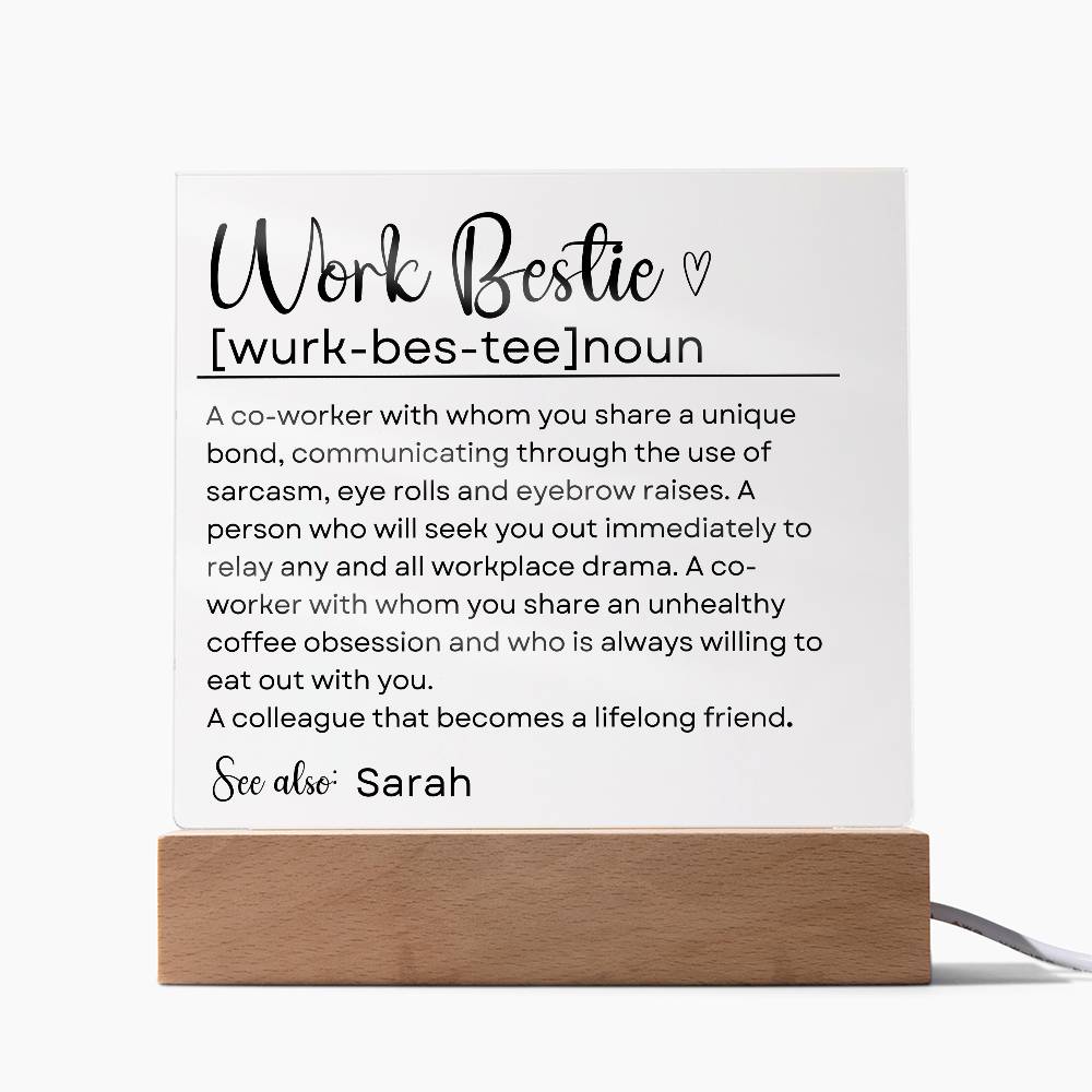 Personalized Work Bestie Gift - Acrylic Square Plaque