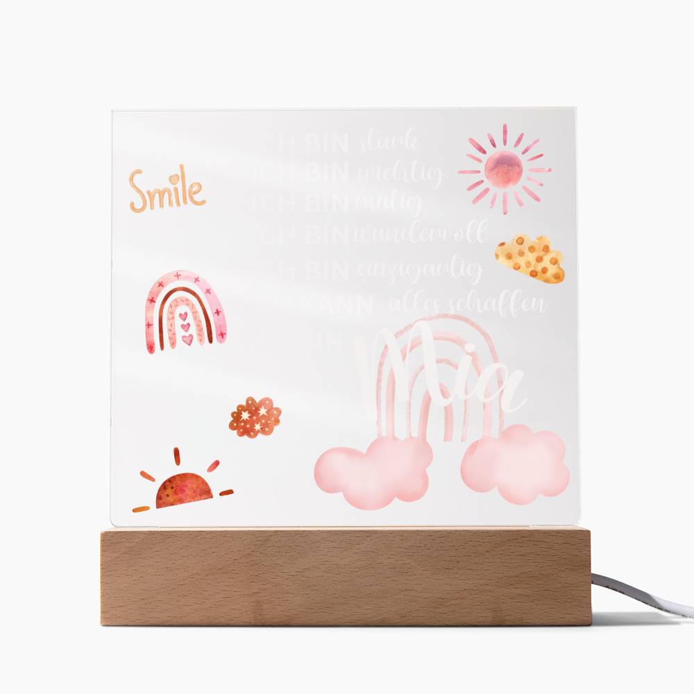 Personalisiertes Acryl LED Licht Mit Namen - Acrylic Square Plaque