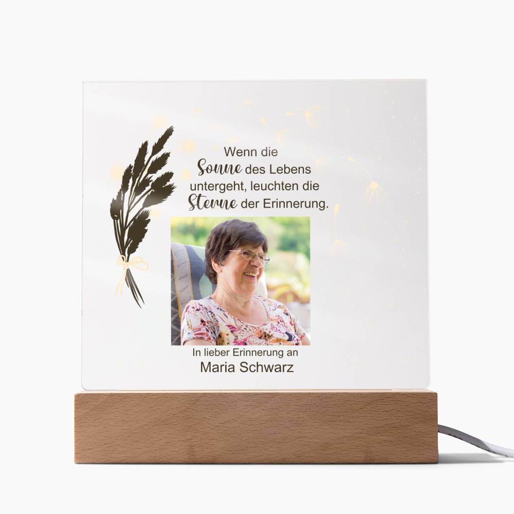Persönliches Geschenk Zur Trauer Mit Foto Acryl Platte Mit LED Licht