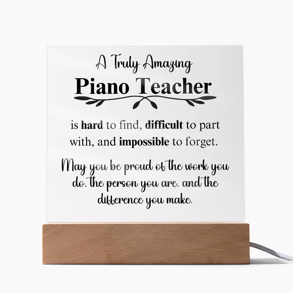 Personalized Piano Teacher Gift - Acrylic Square Plaque