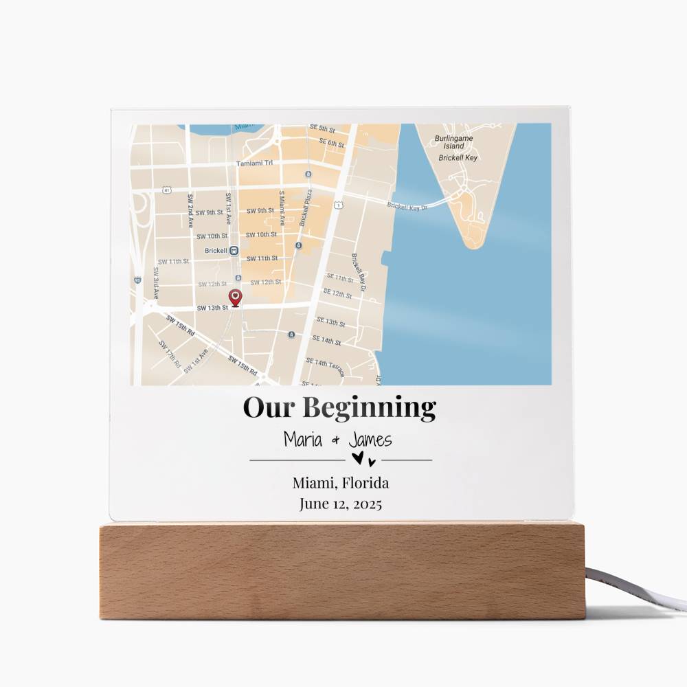 Personalized Where We Met Map Acrylic Plaque Miami Florida 2