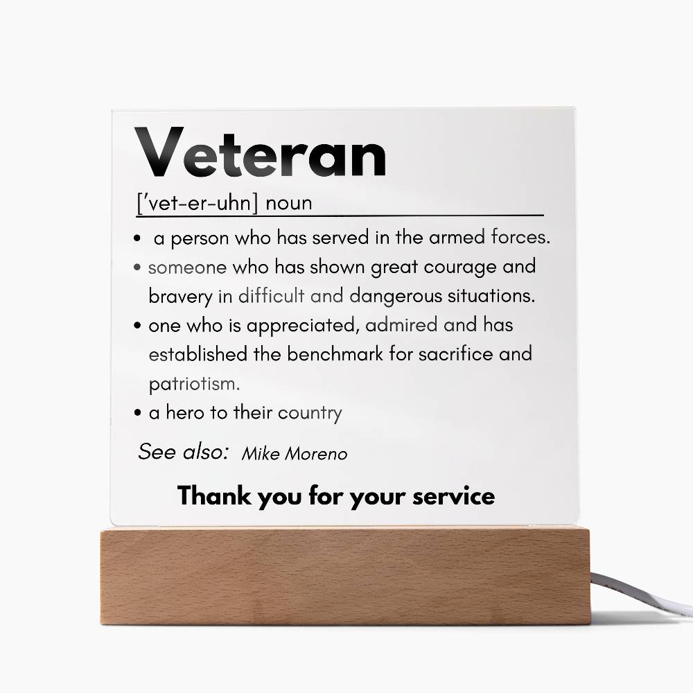 Personalized Veteran Definition 4 - Acrylic Square Plaque