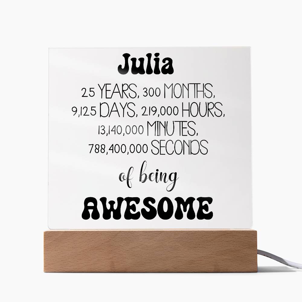 Happy 25th Birthday Personalized Gift Acrylic Plaque