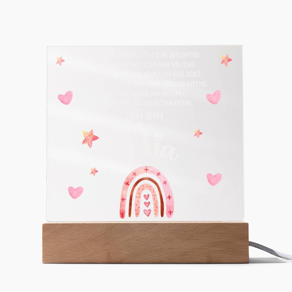 Personalisiertes Acryl LED Licht Mit Namen - Acrylic Square Plaque