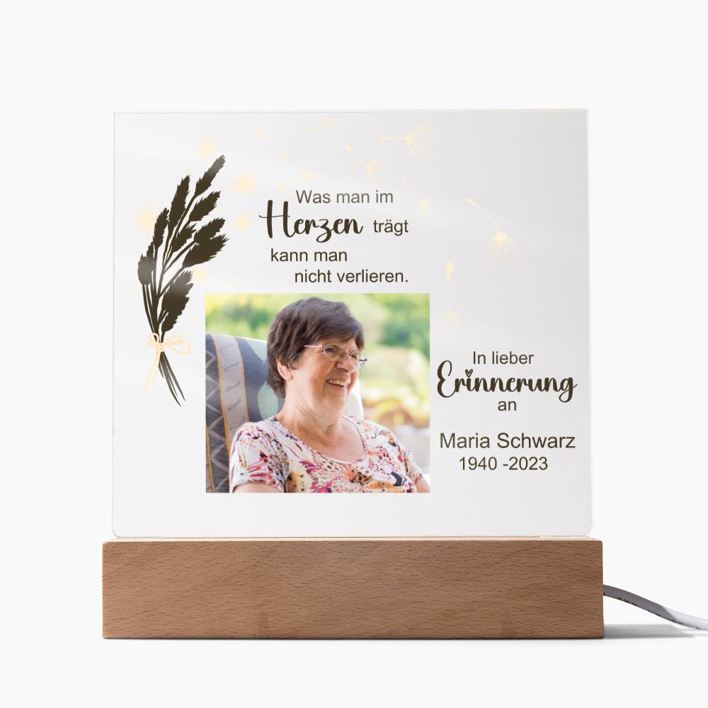 Persönliches Geschenk Zur Trauer Mit Foto Acryl Platte Mit LED Licht