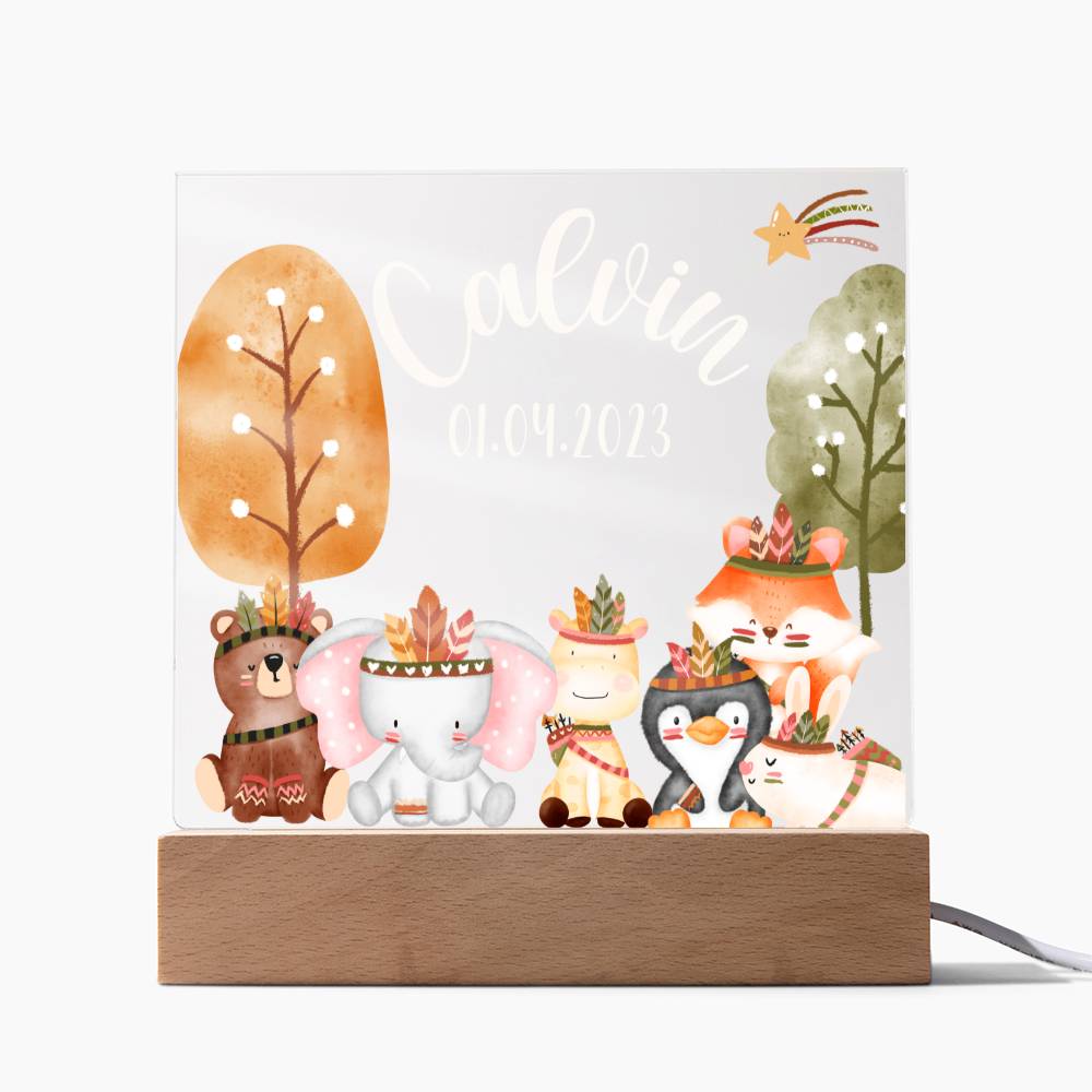Night Light Personalized With Name And Date - Acrylic Square Plaque