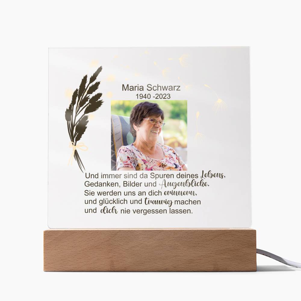 Persönliches Geschenk Zur Trauer Mit Foto Acryl Platte Mit LED Licht