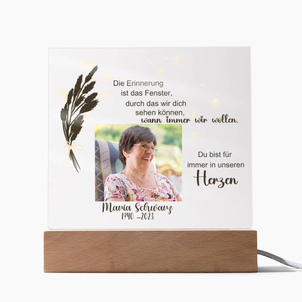 Persönliches Geschenk Zur Trauer Mit Foto Acryl Platte Mit LED Licht