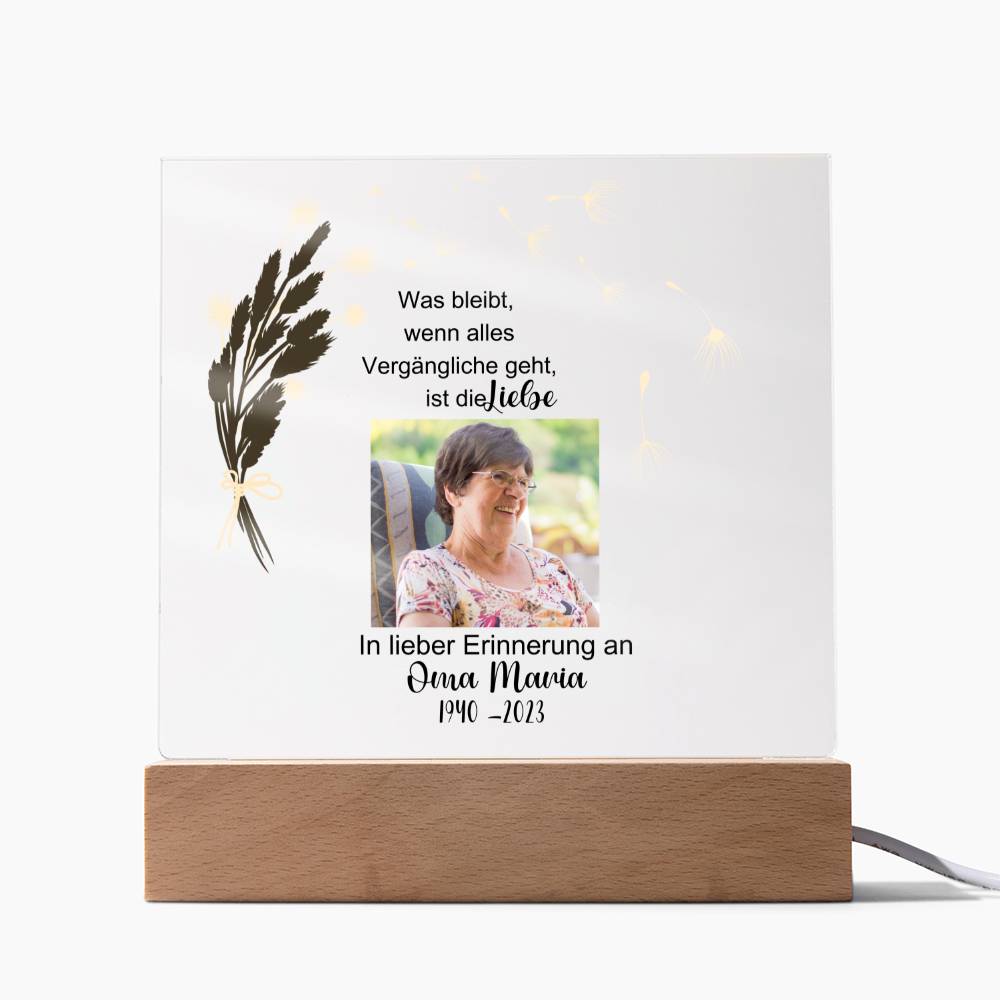 Persönliches Geschenk Zur Trauer Mit Foto Acryl Platte Mit LED Licht