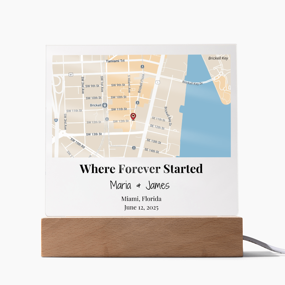 Personalized Where Forever Started Map Acrylic Plaque Miami Florida