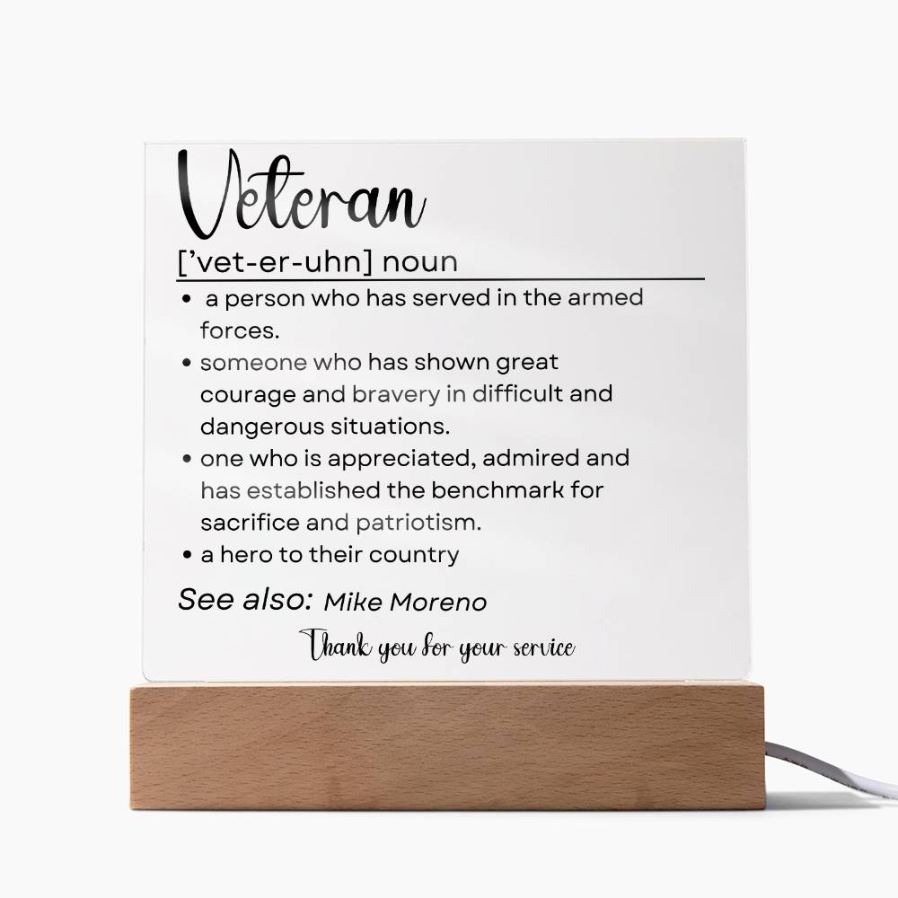 Personalized Veteran Definition 2 - Acrylic Square Plaque