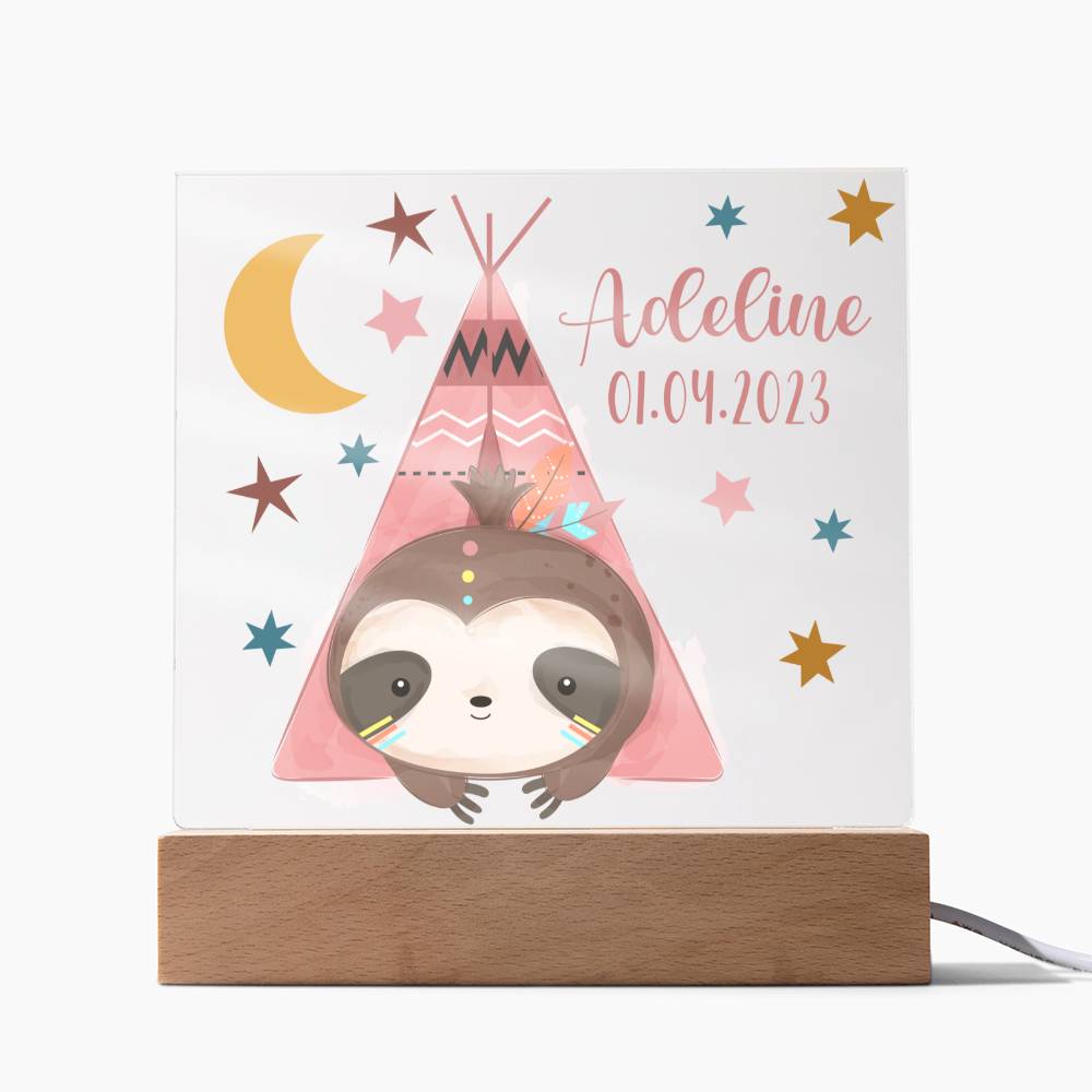 Nachtlicht Personalisiert Mit Namen und Datum - Acrylic Square Plaque