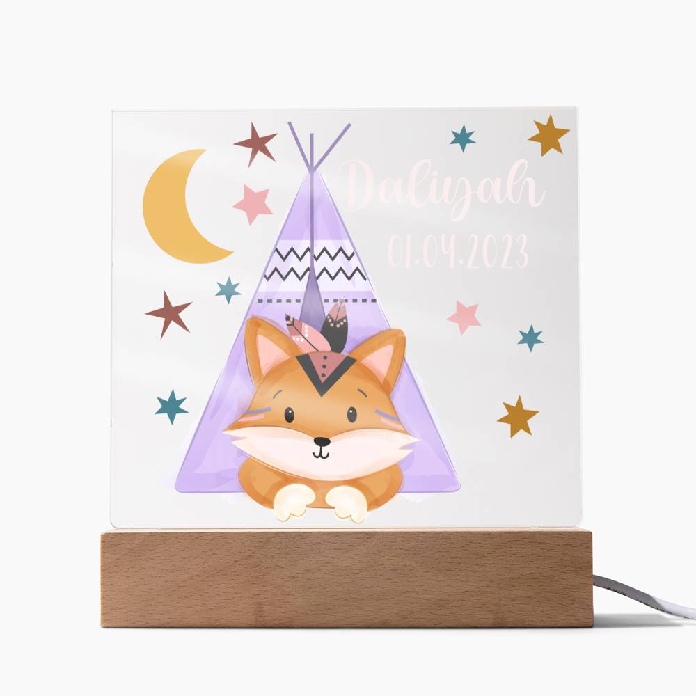 Nachtlicht Personalisiert Mit Namen und Datum - Acrylic Square Plaque