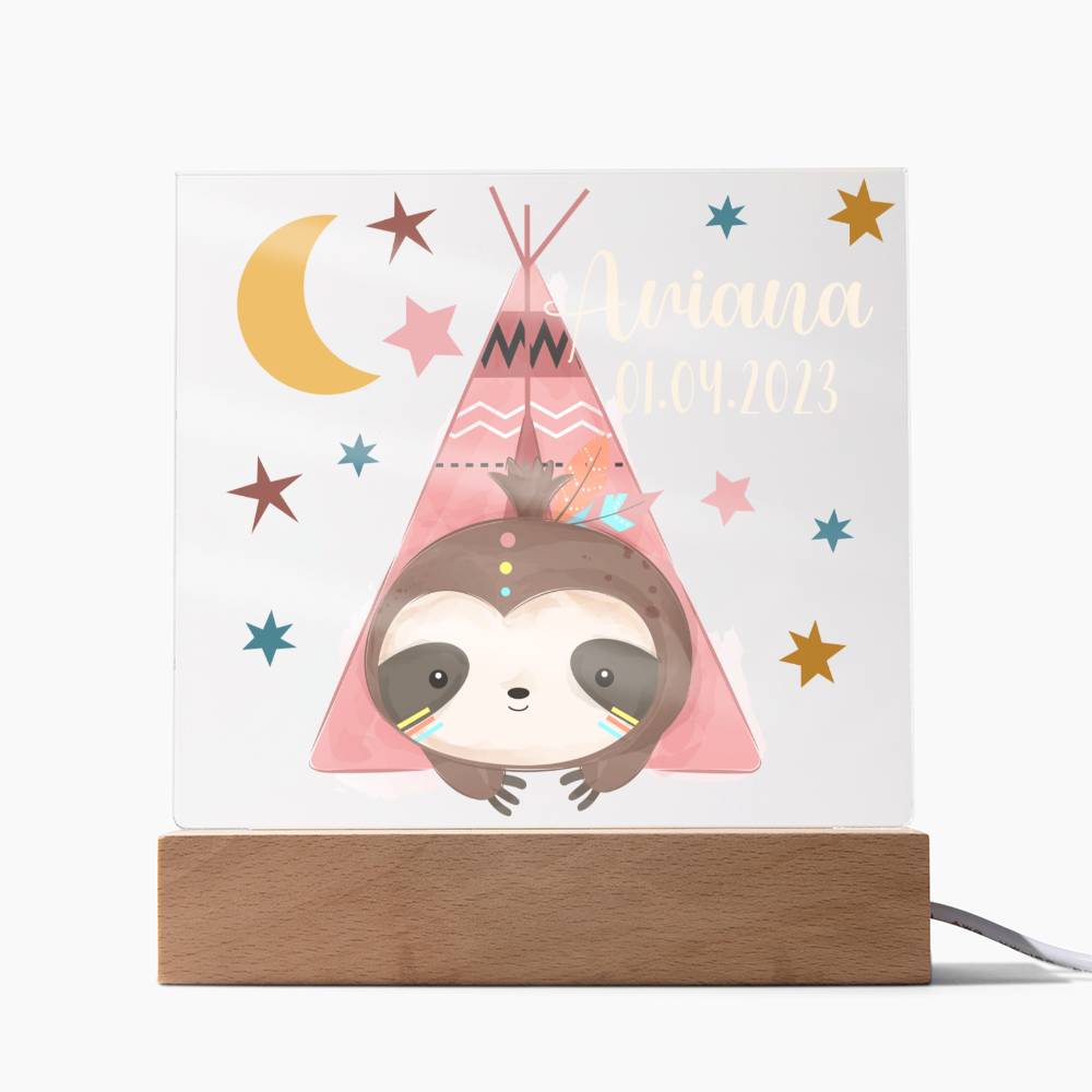 Night Light Personalized With Name And Date - Acrylic Square Plaque