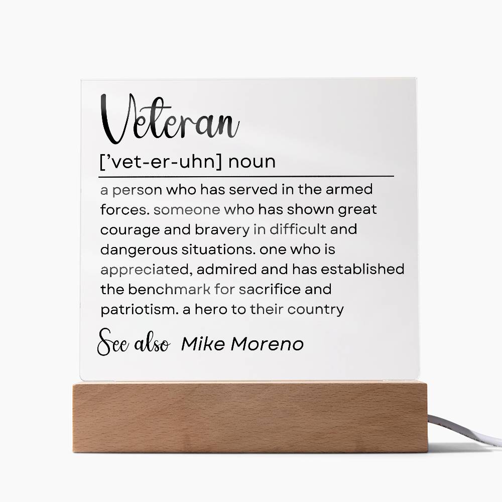 Personalized Veteran Definition 1 - Acrylic Square Plaque