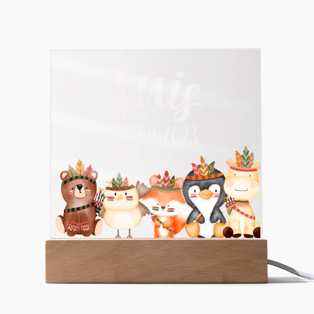 Night Light Personalized With Name And Date - Acrylic Square Plaque