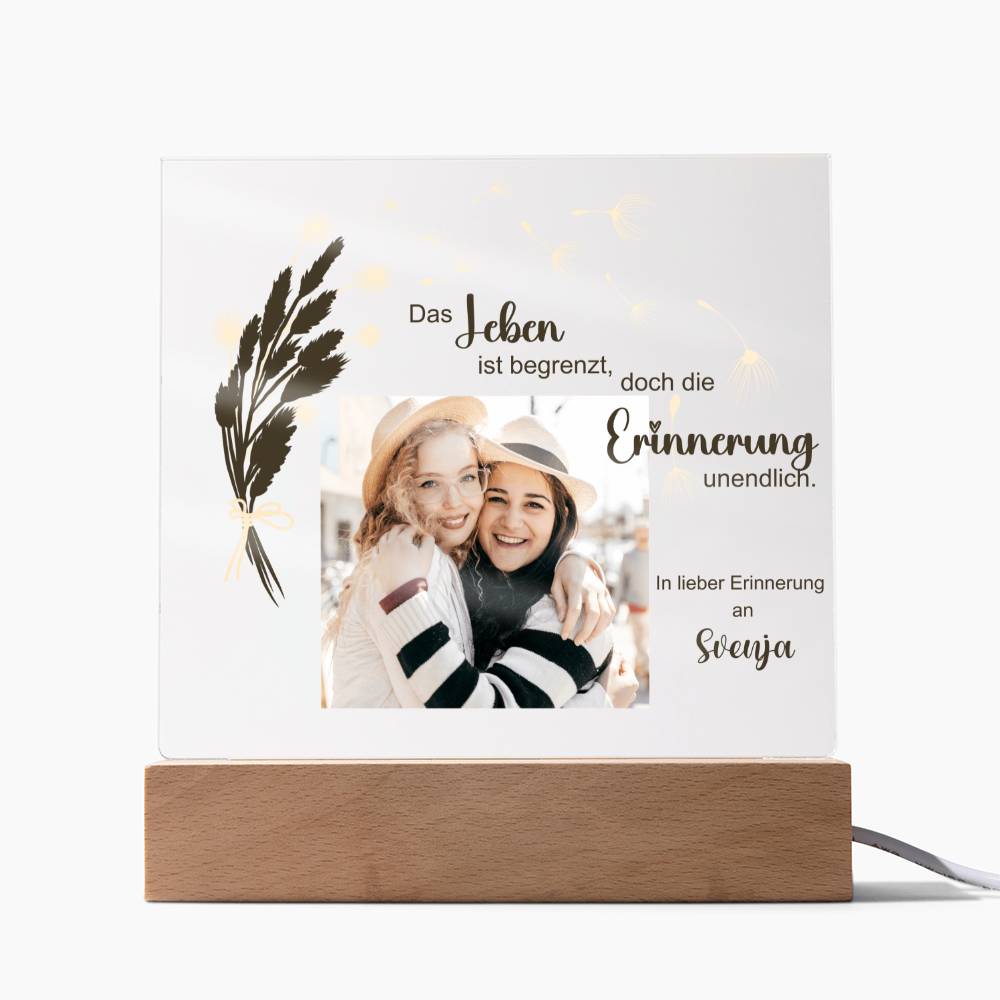Persönliches Geschenk Zur Trauer Mit Foto Acryl Platte Mit LED Licht