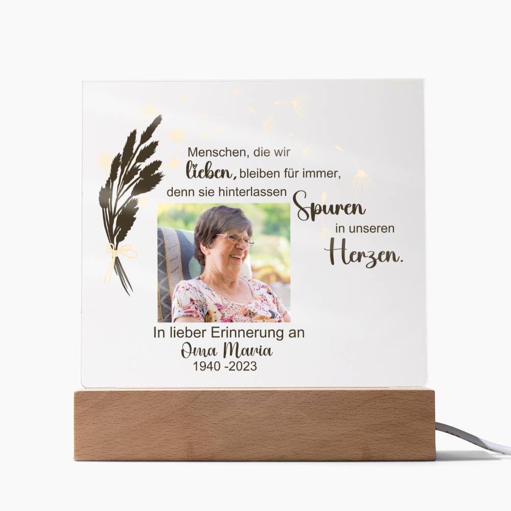 Persönliches Geschenk Zur Trauer Mit Foto Acryl Platte Mit LED Licht
