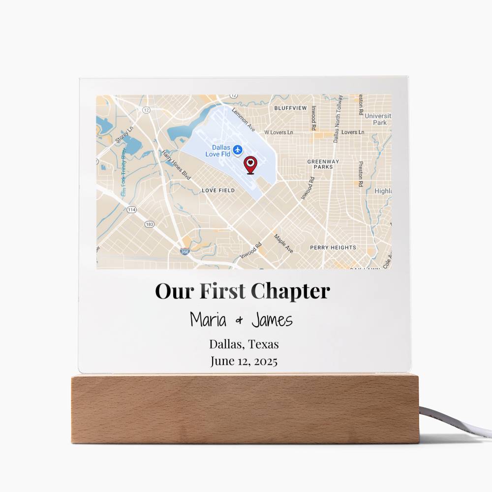 Personalized Our First Chapter Map Acrylic Plaque Dallas Texas