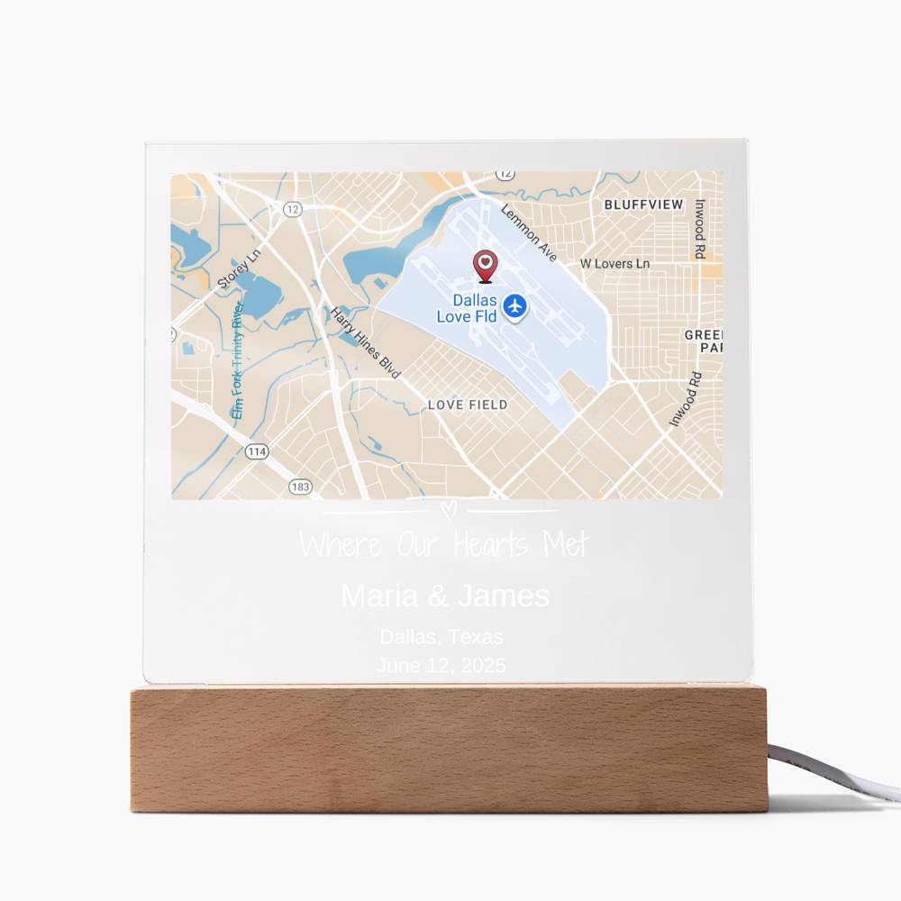Custom Love Story Map Plaque
