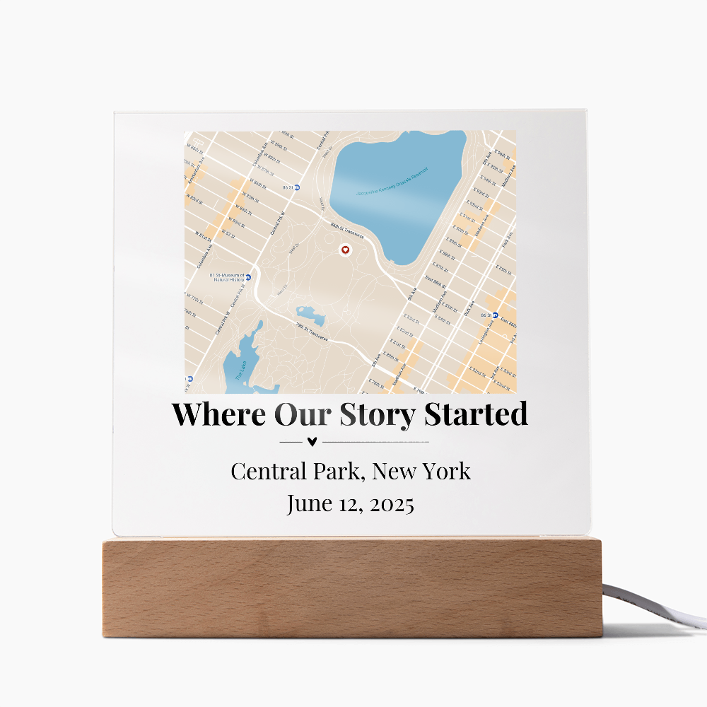 Personalized Where We Met Map Acrylic Plaque Central Park NY 1
