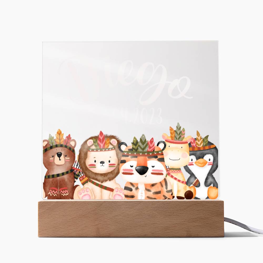 Nachtlicht Personalisiert Mit Namen und Datum - Acrylic Square Plaque