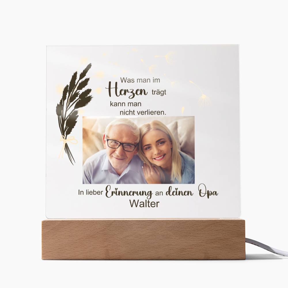 Persönliches Geschenk Zur Trauer Mit Foto Acryl Platte Mit LED Licht