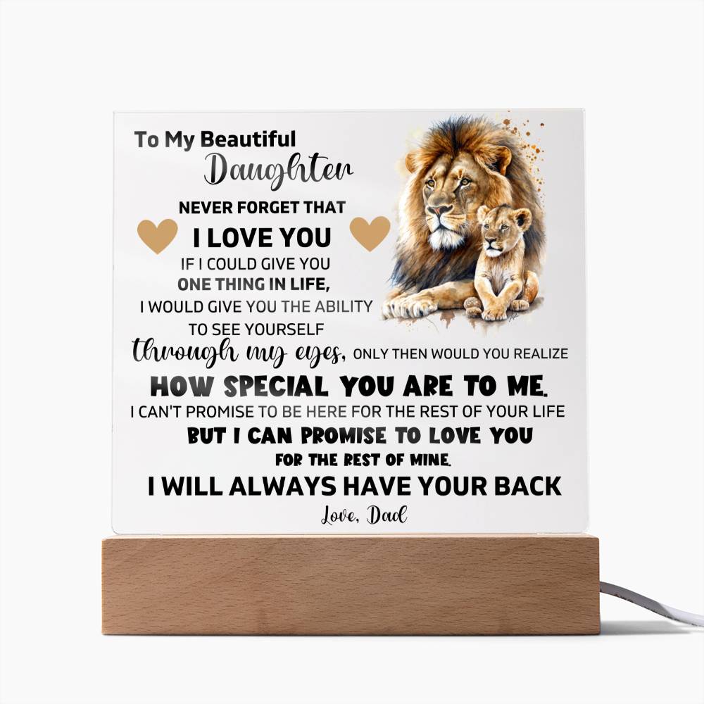 To My Daughter - I'll Always Heve Your Back - Square Acrylic Plaque