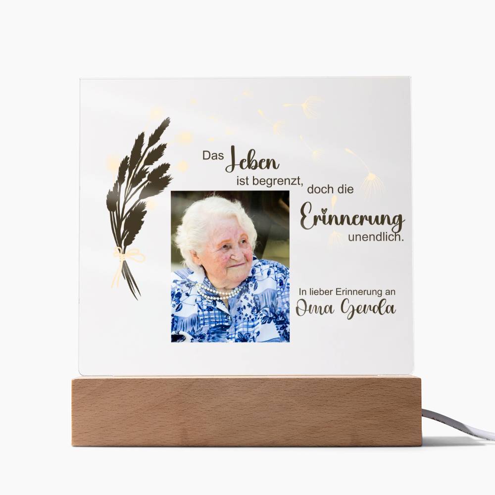 Persönliches Geschenk Zur Trauer Mit Foto Acryl Platte Mit LED Licht