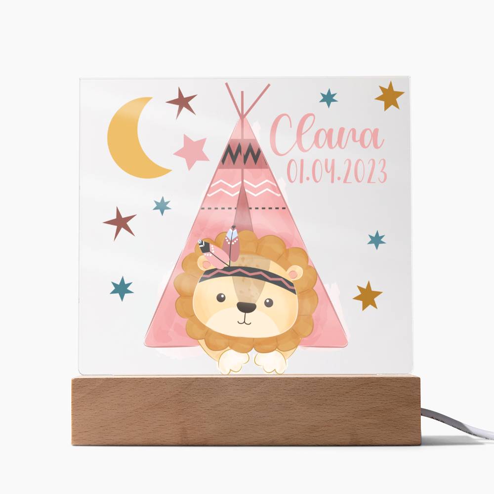 Nachtlicht Personalisiert Mit Namen und Datum - Acrylic Square Plaque