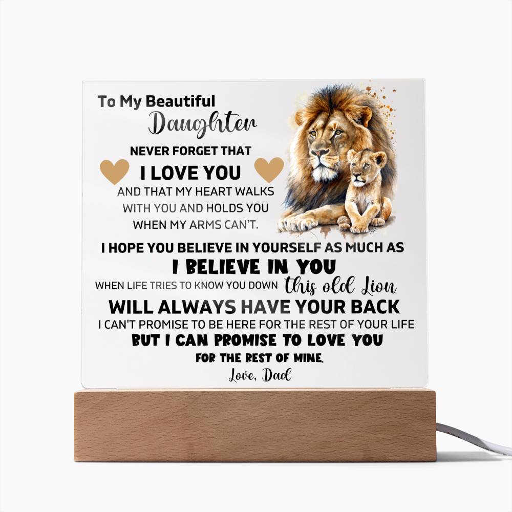 To My Daughter - I Promise To Love You For The Rest Of Mt Life - Square Acrylic Plaque