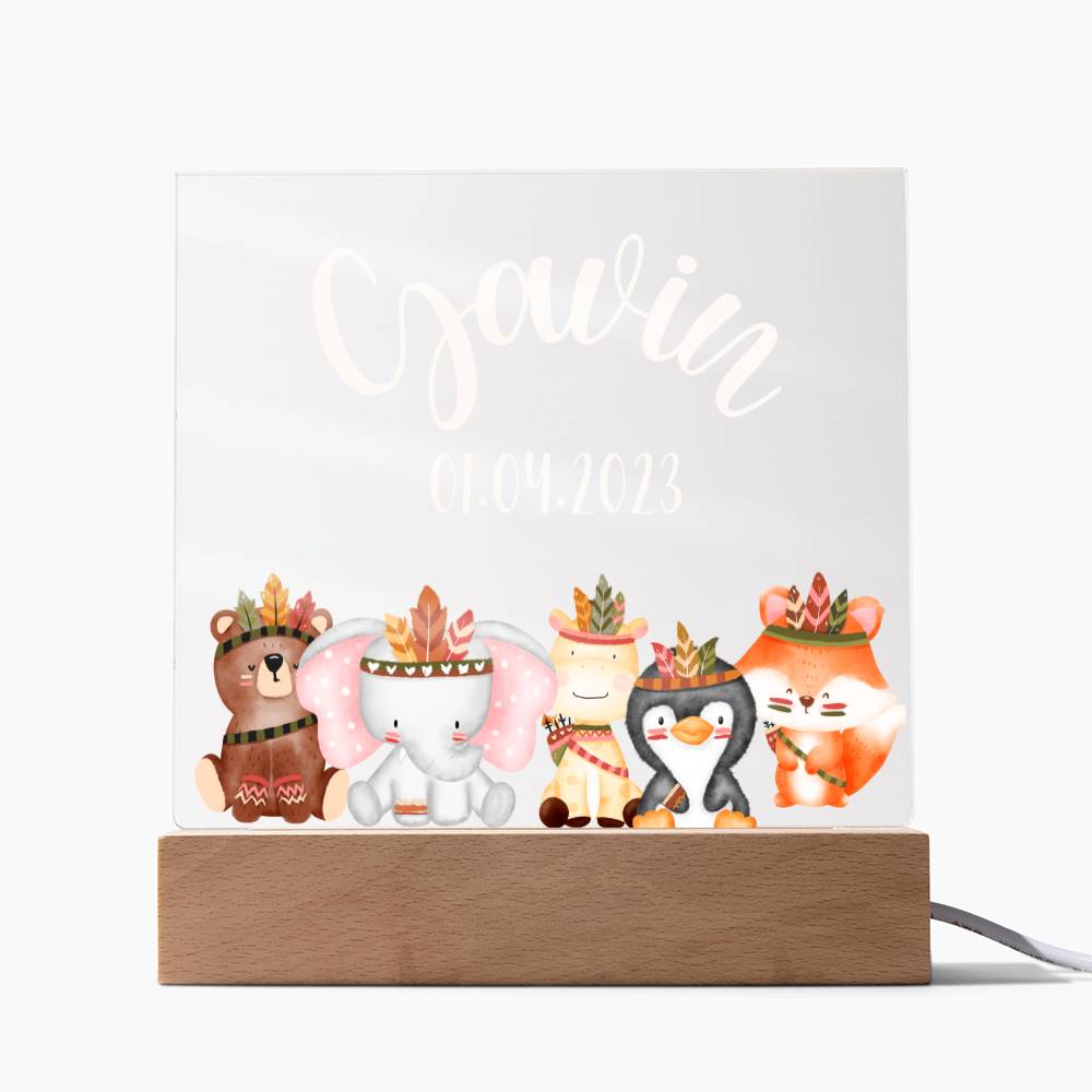 Nachtlicht Personalisiert Mit Namen und Datum - Acrylic Square Plaque