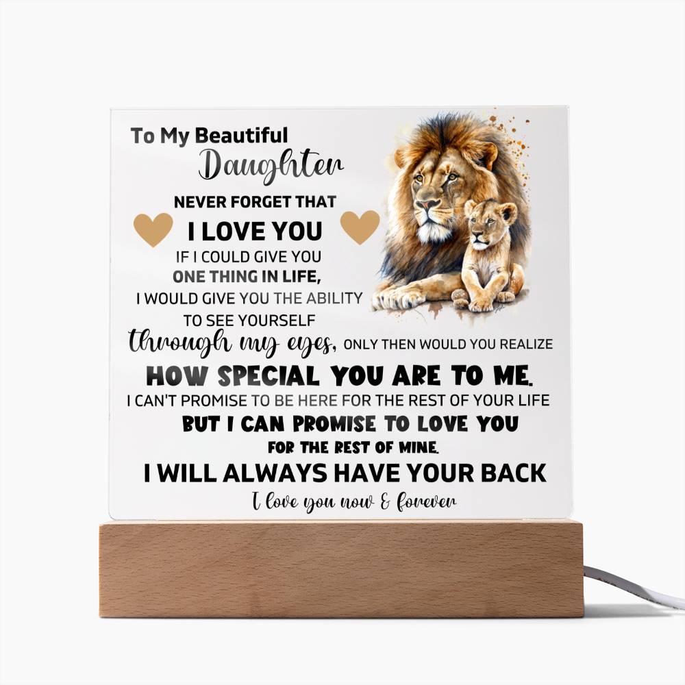 To My Daughter - I Promise To Love You For The Rest Of My Life - Square Acrylic Plaque