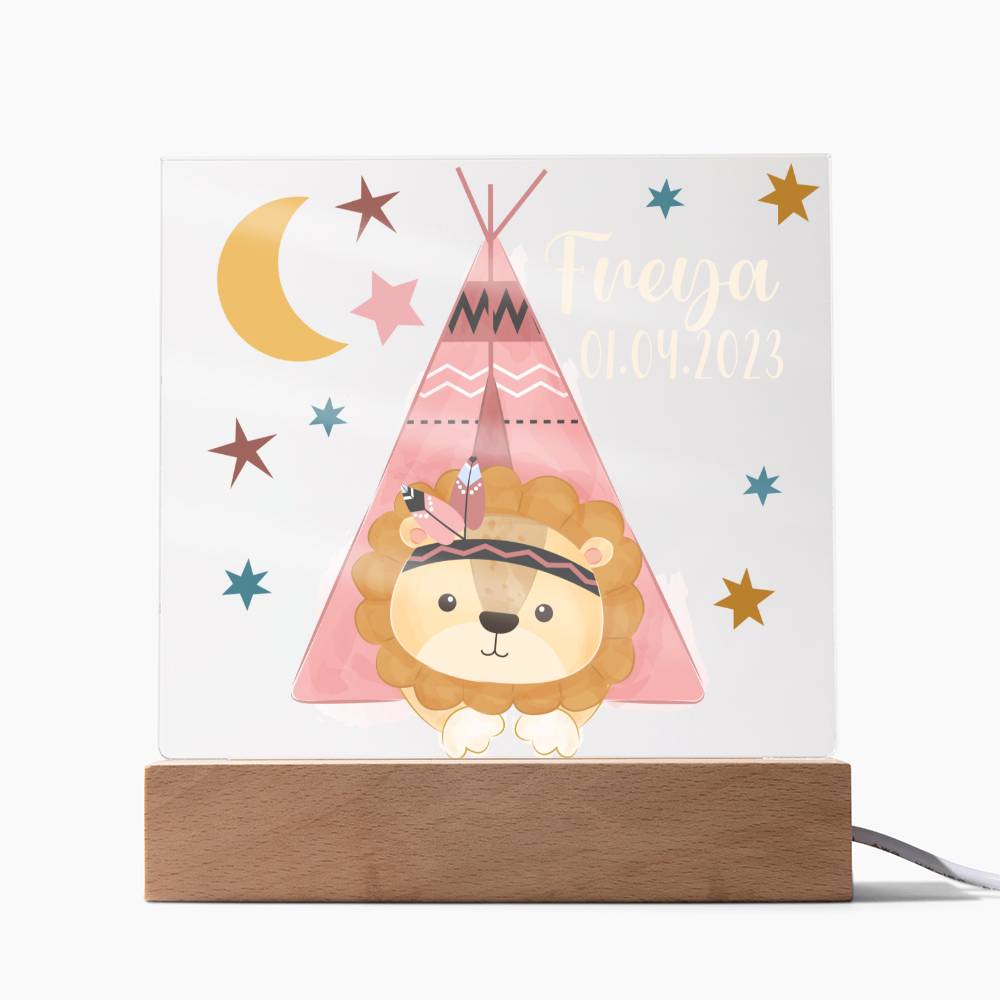 Nachtlicht Personalisiert Mit Namen und Datum - Acrylic Square Plaque