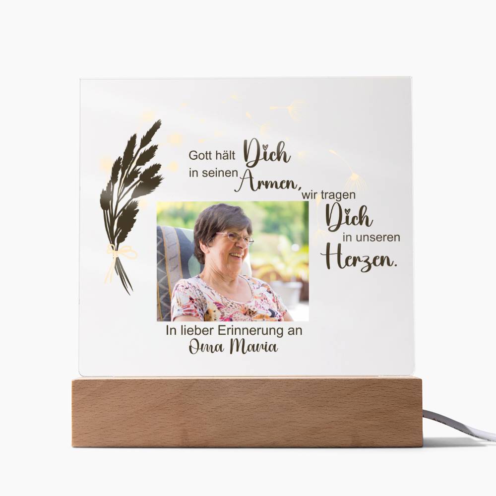 Persönliches Geschenk Zur Trauer Mit Foto Acryl Platte Mit LED Licht