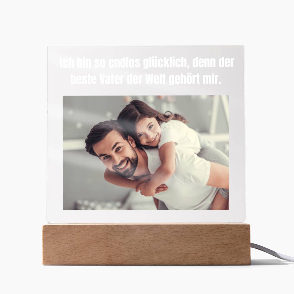 Personalisiertes Foto Bild LED Holz Stand Licht Lampe - Acrylic Square Plaque