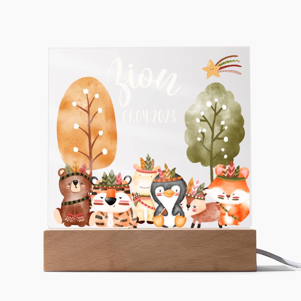 Night Light Personalized With Name And Date - Acrylic Square Plaque