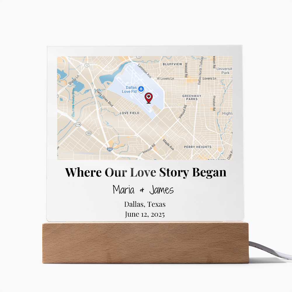 Personalized Where Our Love Story Began Map Acrylic Plaque Dallas Texas 4