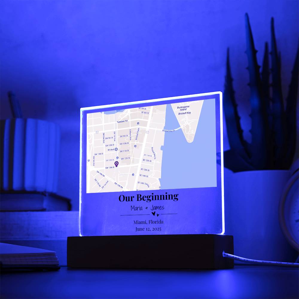 Personalized Where We Met Map Acrylic Plaque Miami Florida 2