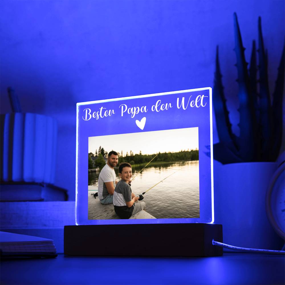 Personalisiertes Foto Bild LED Holz Stand Licht Lampe - Acrylic Square Plaque