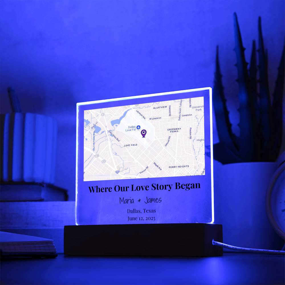 Personalized Where Our Love Story Began Map Acrylic Plaque Dallas Texas 4